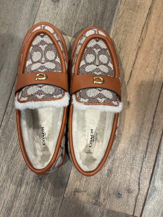 Coach Shoes - Women's Coach Shearling Slipper in Signature Jacquard, size 38 / size 7, tan